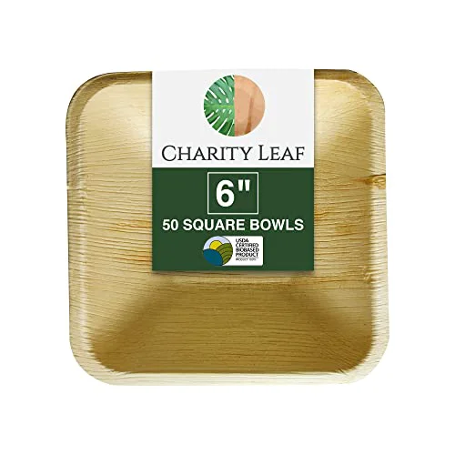 High-Performance Disposable Bamboo 6 Square Bowl 50 Count Solid