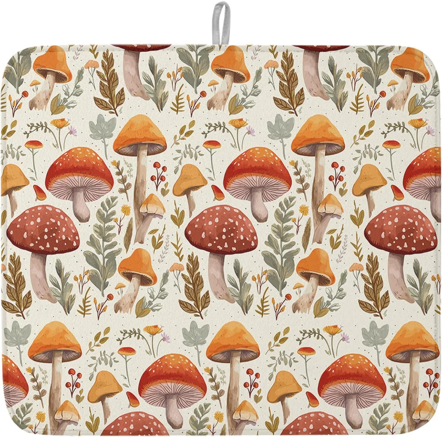 Prestigious Fall Dish Drying Mat for Kitchen Counter Mushroom Drying Pad Absorbent Drying Mats for Countertops Sinks Draining Racks Autumn Plant Leaves Drainer Holiday Harvest Thanksgiving Decorations 18×24 Contemporary
