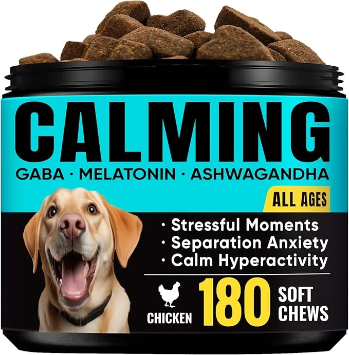 Elite Calming Chews for Dogs – GABA Melatonin for Fast-Acting Relief – Long-Lasting Support with Ashwagandha – Stress Anxiety Relief Treats for Dogs – Thunder Separation Travel Fireworks – 180 ChewsAbout This Certified