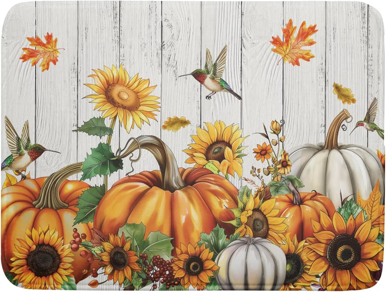 Genuine Autumn Harvest Pumpkin Dish Drying Mat for Kitchen Counter Sunflower Maple Leaves Fall Dish Drying Mat 18 x24 Thanksgiving Dishes Pad Dish Drainer Rack Mats Absorbent Fast Dry Kitchen Accessories Original Design