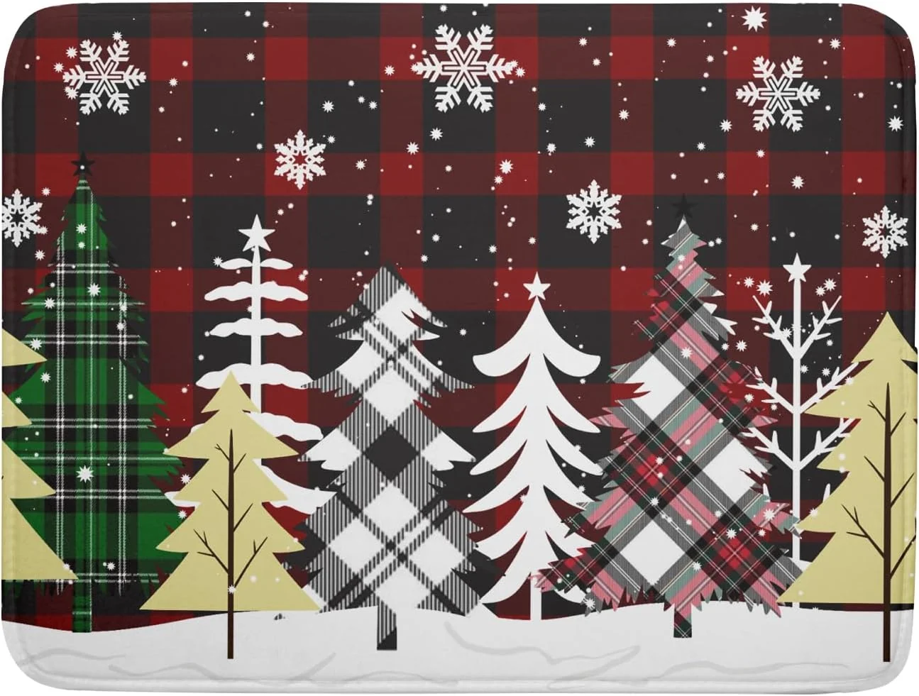 Easy-to-Use Merry Christmas Dish Drying Mat for Kitchen Counter 18×24 Inch Watercolor Buffalo Plaid Christmas Tree Microfiber Absorbent Dishes Pad Dish Drainer Mat Protector Kitchen Accessories for Countertop Responsible