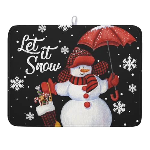 Innovative Black Snowman Dish Drying Mats for Kitchen Counter High-End