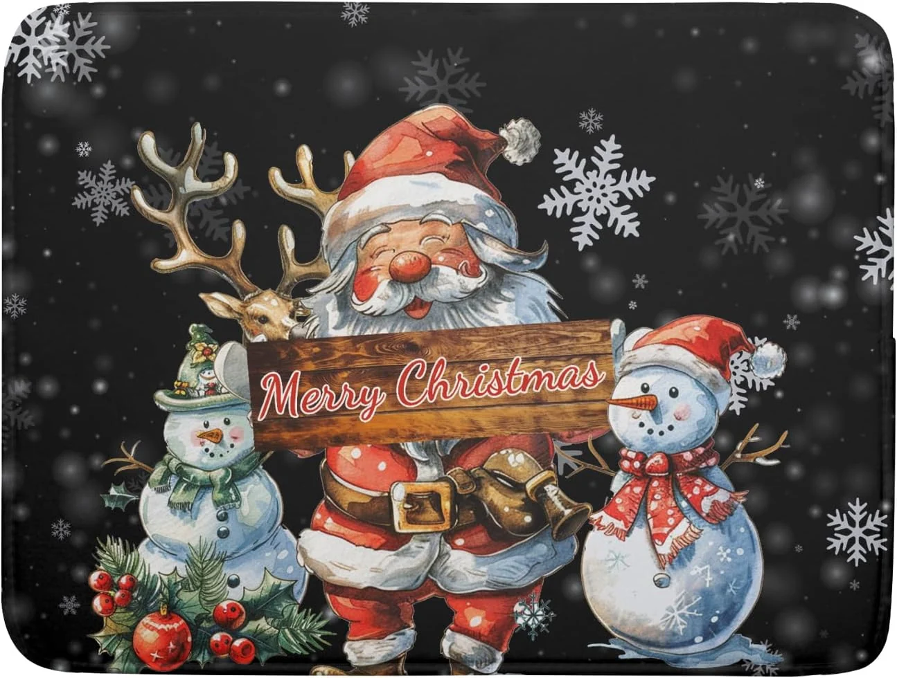 Effective Christmas Santa Snowman Dish Drying Mats for Kitchen Counter 16 x18 Merry Christmas Santa Claus Dish Drying Mats Absorbent Microfiber Reversible Dishes Pad Dish Drainer Mat for Kitchen Accessories Innovative