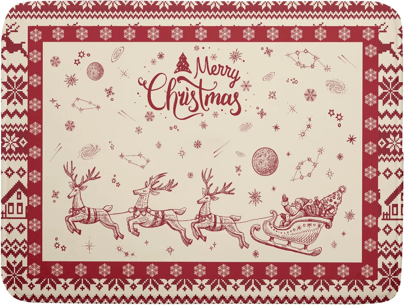 Genuine Christmas Moose Dish Drying Mat 18×24 for Winter Santa Claus Kitchen Counter Decor Absorbent Reversible Microfiber Deers Animal Dishes Pad Dish Drainer Rack Mats Kitchen Accessories High-Performance