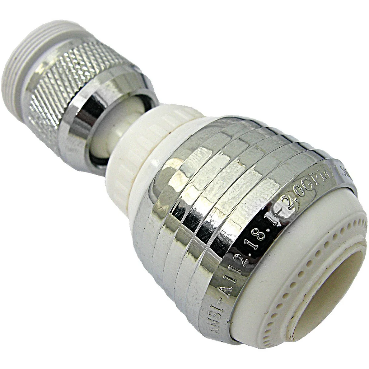 Top-Quality Lasco 2.2 GPM Dual Thread Swivel Spray Aerator White Chrome Natural