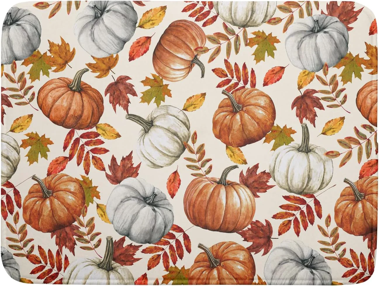 Easy-to-Use Fall Dish Drying Mat for Kitchen Counter 18×24 Inch Fall Pumpkin Kitchen Mat Thanksgiving Harvest Drying Mats Absorbent Reversible Dish Pad Autumn Maple Leaves Draining Mat for Countertop Protector High-Grade