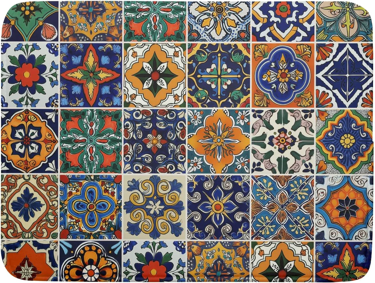Relaxed Talavera Mexican Tiles Dish Drying Mat for Kitchen Counter 18×24 Inch Mexican Flower Decorations Dish Draining Mat Mexican Tilt Fast Absorbent Tableware Dishes Pad for Coffee Bar Countertop Smart