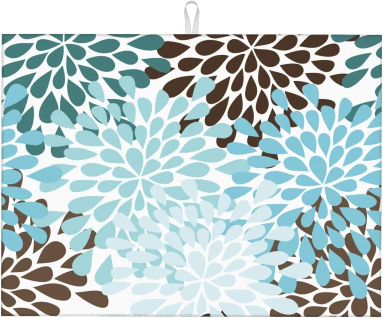 Exceptional Blue Gray Dahlia Flowers Dish Drying Mat 18×24 inch for Kitchen Spring Floral Dishes Pad Dish Drainer Rack Mats Absorbent Fast Dry Kitchen Accessories Natural