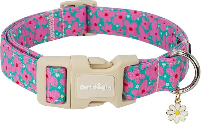 Quality Cotton Floral Dog Collar Adjustable Puppy Dog Collars User-Friendly