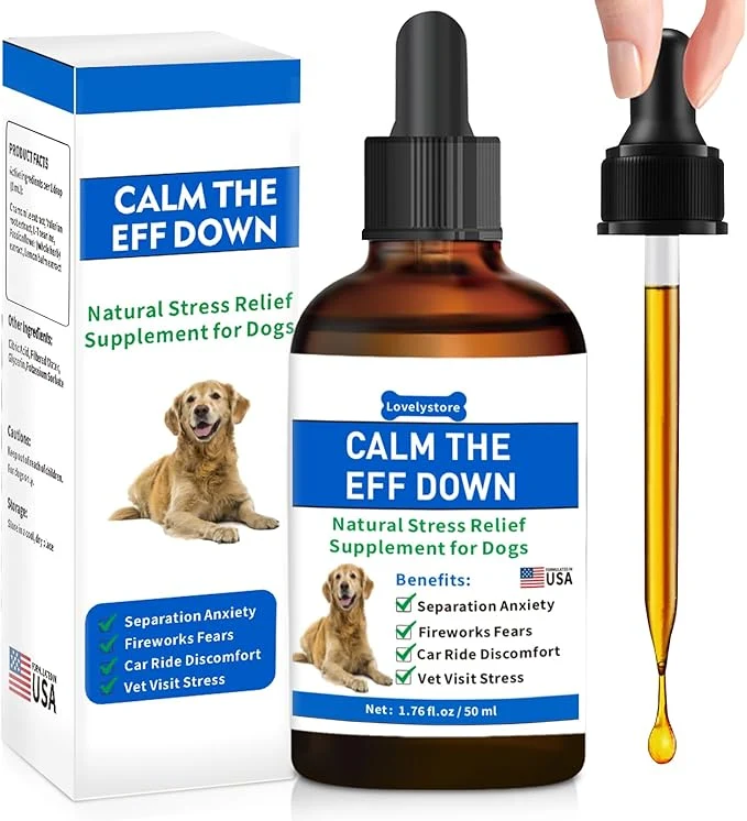 Fine Crafted 1.76 Fl Oz Calm The Eff Down for Dog – Stress Relief Supplement for Dogs Natural Dog Calming Anxiety Relief for All Life Stages and Breeds – Calm Down Calming Drops for DogsAbout This Enhanced