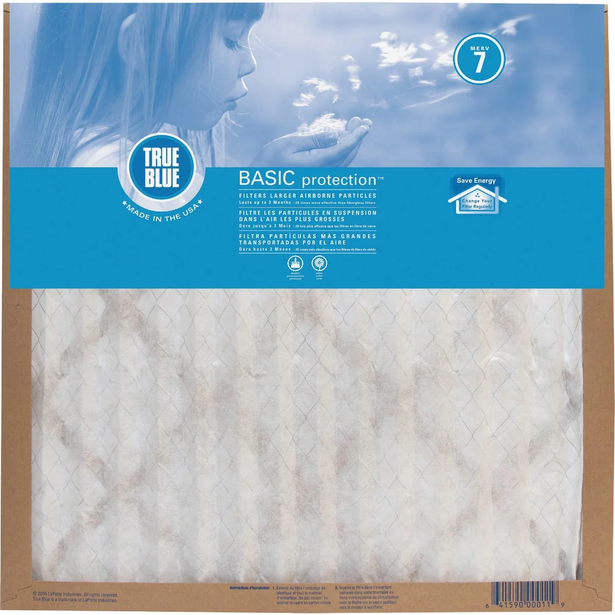 Practical True Blue 12 In. x 20 In. x 1 In. Basic Protection MERV 7 Furnace Filter Convenient