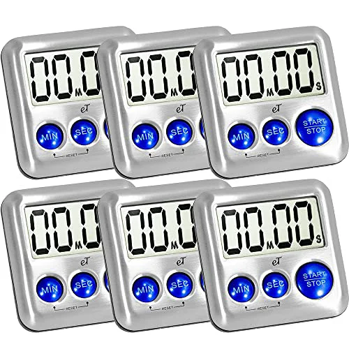 Sophisticated Elegant Digital Kitchen Timer Stainless Steel 6 Count Optimized