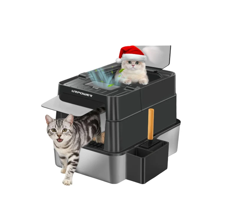 Unique Stainless Steel Cat Litter Box with Lid 110° Flip-Top Extra Large Encl Genuine