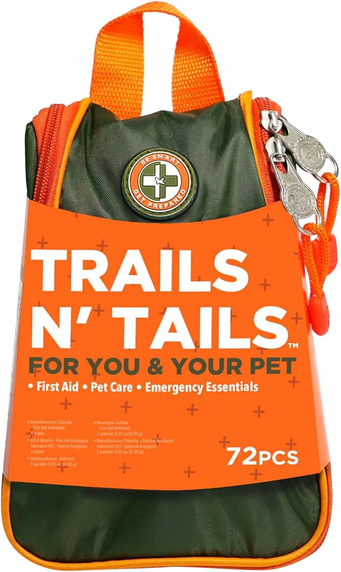 Unique Be Smart Get Prepared Trails N Tails First Aid For You Your Pet – 72 Pieces – Pet Care Emergency Essentials – Designed for Pets Outdoor Auto Home – Compact Portable Original Design