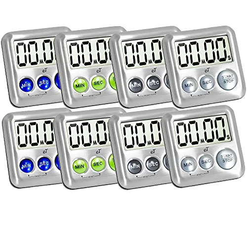 Versatile Elegant Digital Kitchen Timer Stainless Steel 8 Count Innovative