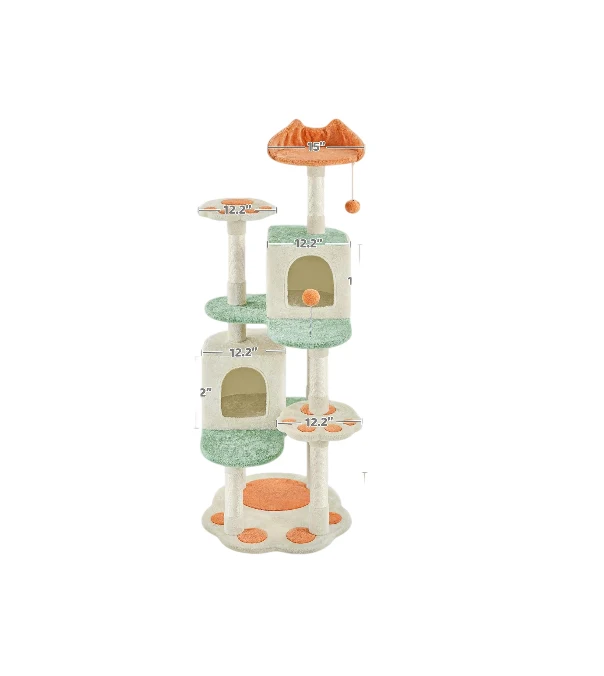 Fast Cat Tree Tower Multi-Functional Activity Center w Cat Paw-Shaped Plat Authentic