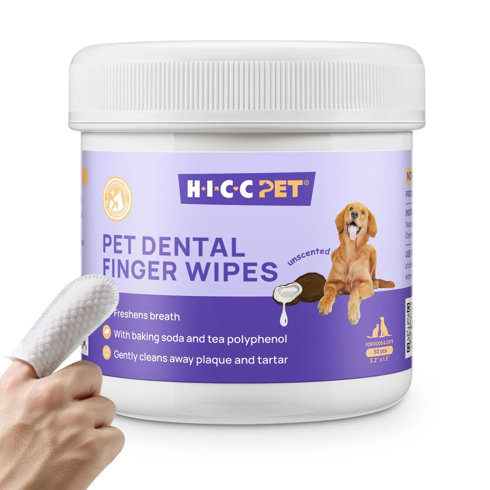 Exclusive HICC PET Teeth Cleaning Wipes for Dogs Cats – Gentle Alcohol- Oral Care Kit Verified