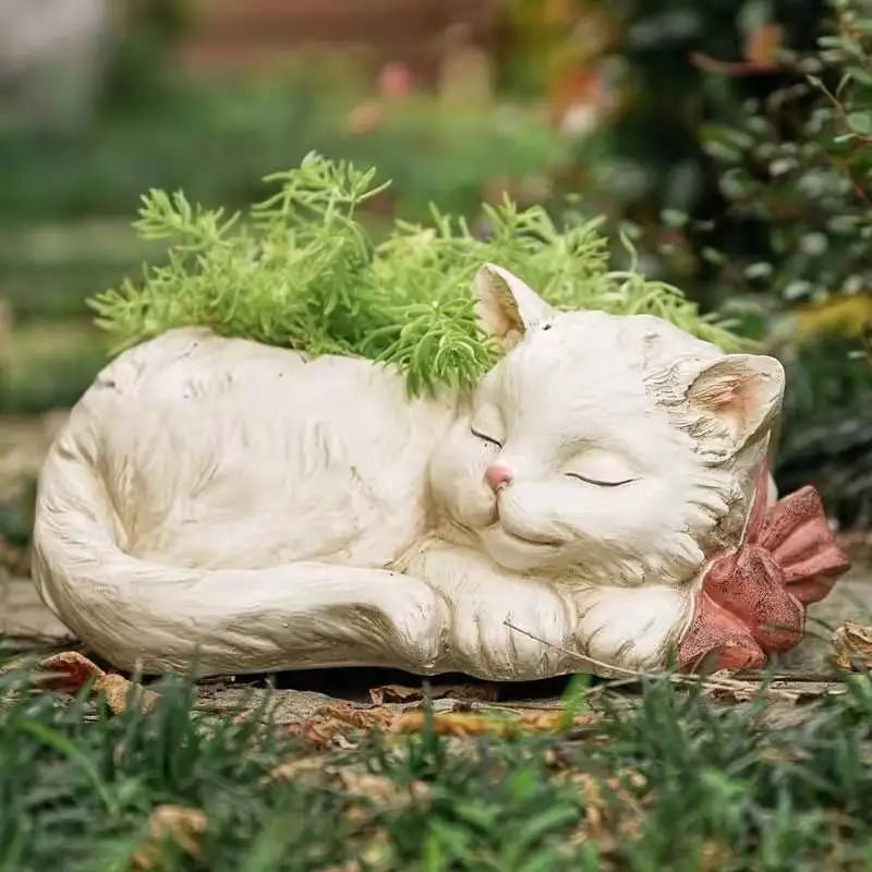 Solid Resin Cat Plant Vase Trendy
