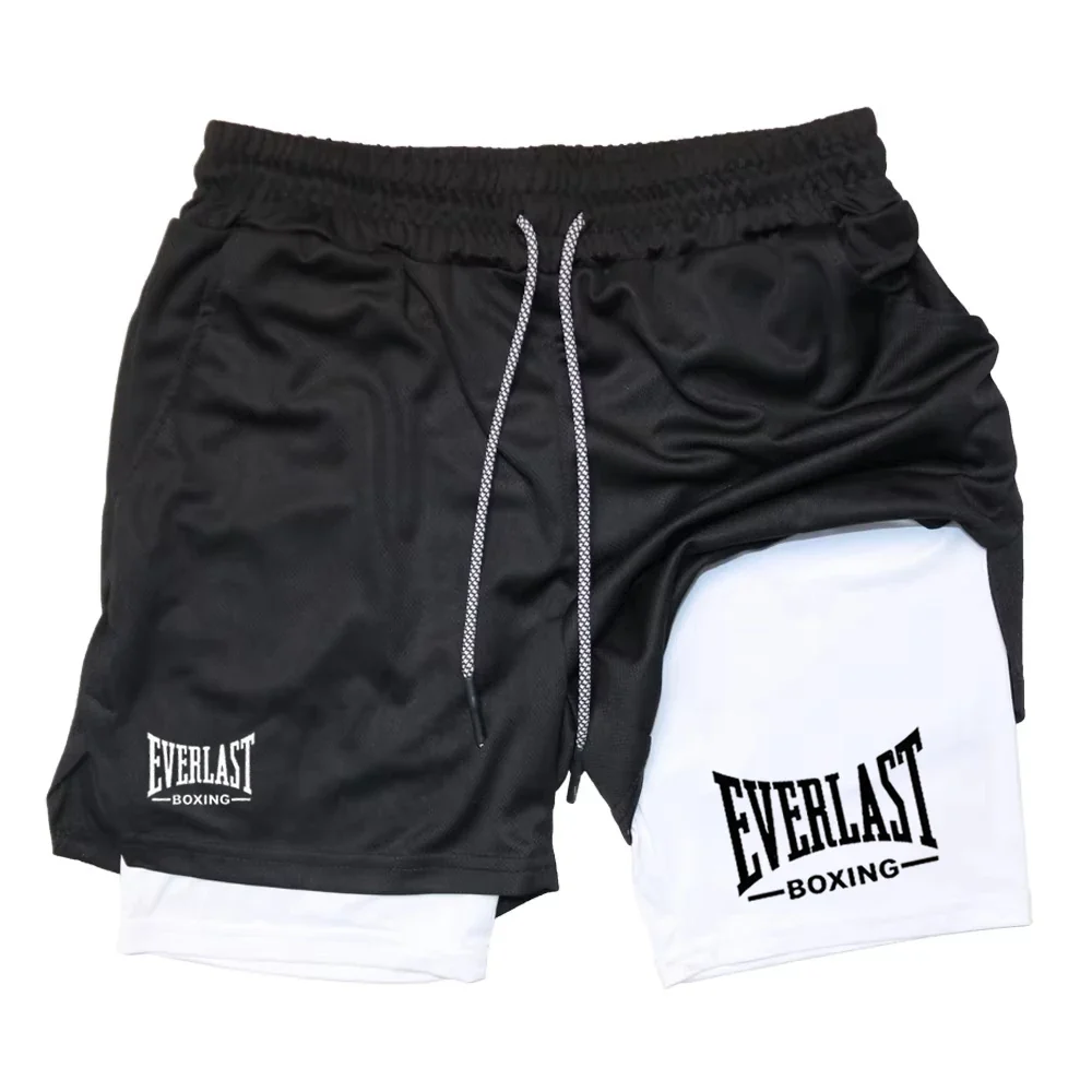 Exceptional Men’s compression gym shorts EVERLAST printed sports pants double layered quick drying basketball muscle fitness RL0365 High-End