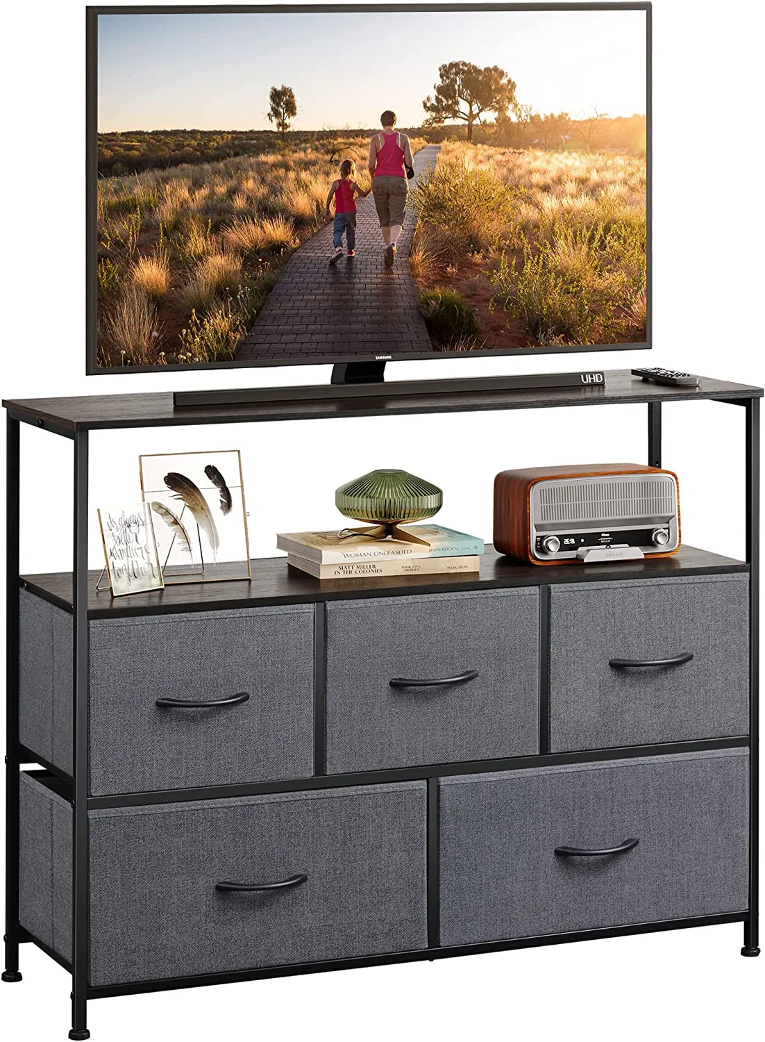 Solid 5 Drawers Gray Practical