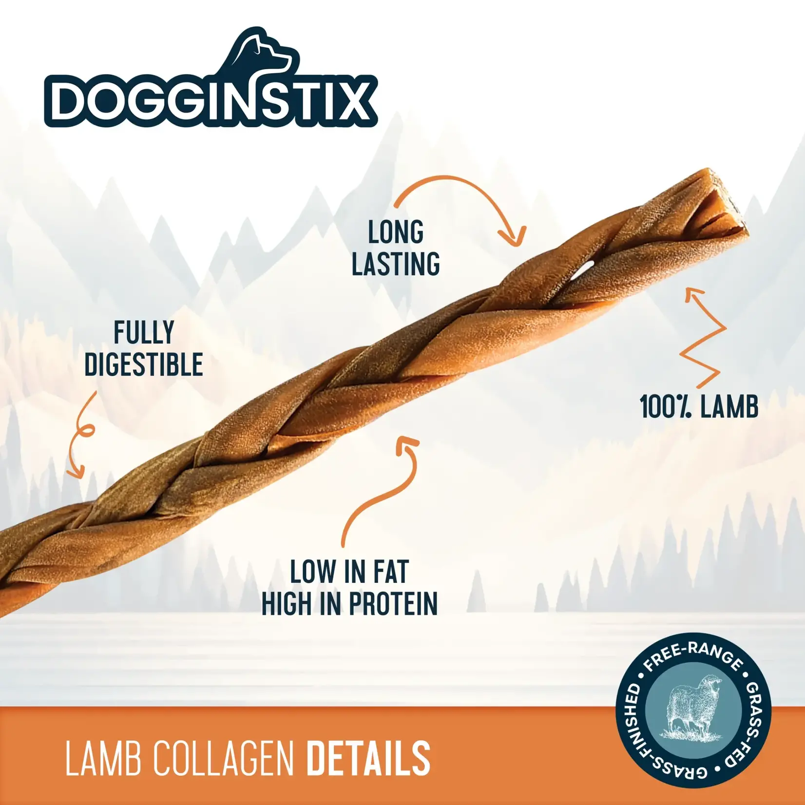 Contemporary BRAIDED LAMB COLLAGEN STICK 12 Fine Crafted