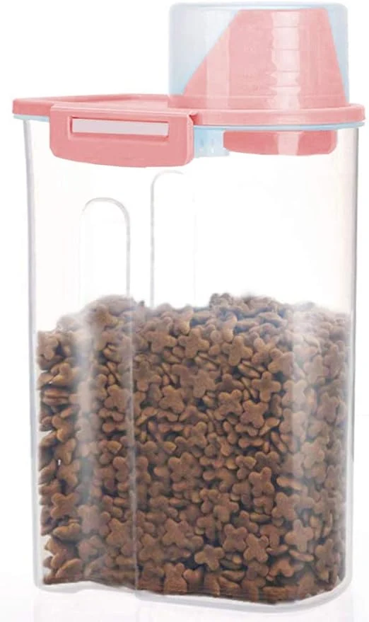 Smooth Pet Food Storage Container with Graduated Cup and Seal Buckles Food Dispenser for Dogs Cats Pink About ThisOverview Fast
