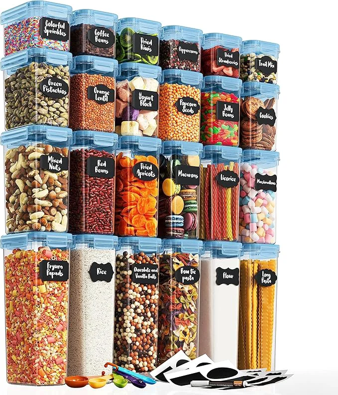 Solid Chef’s Path Airtight Food Containers with Lids 24 Pack – Blue Kitchen Pantry Organization – BPA Food Storage Organizers for Ce Brown Sugar Dry food – With Marker Labels SpoonsAbout ThisOverview Luxury