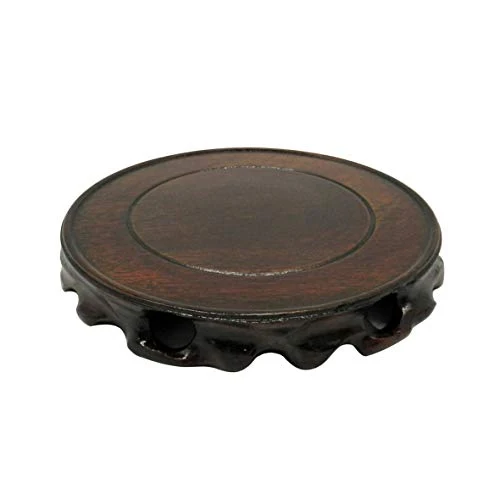 Prestigious Rustic Vintage Rosewood Circular Display Stand Vase Pot Base Fishbowl Pedestal Stand Clean