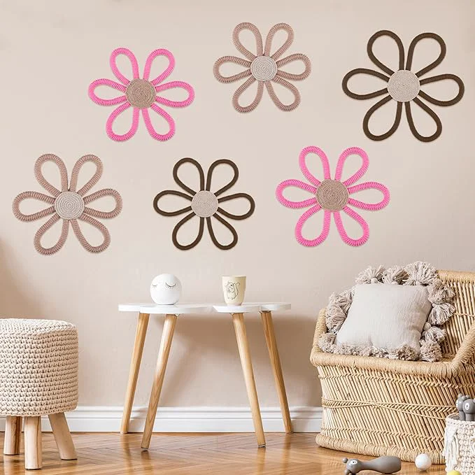 Outstanding Barydat 6 Pcs Boho Nursery Decor Daisy Flower Woven Macrame Wall Hanging 3 Size Daisy Flower Wall Decor Bohemian Nursery Decorations for Home Dorm Art Classic Color About This Original