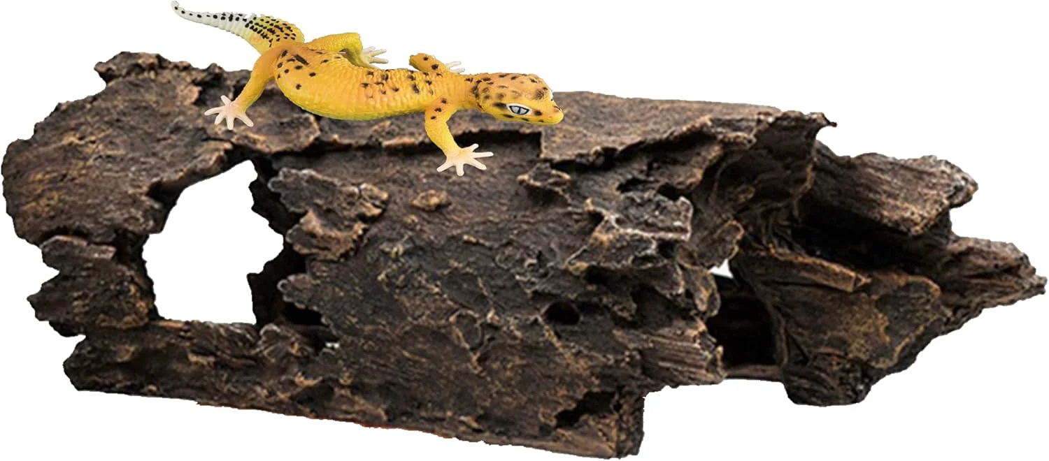 Comfortable Reptile Hide Bark Texture Snake Hide Bearded Dragon Basking Platform Aquarium Decor for Amphibians Leopard Gecko Lizard Turtle Tortoise Betta Fish Spider Scorpion Axolotl Next-Generation