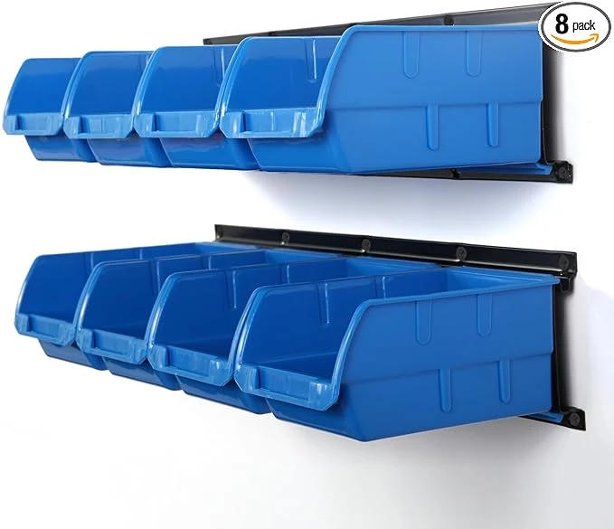 Casual Wallmaster 8-Bin Storage Bins Garage Rack System 2-Tier Orange Tool Organizers Cube Baskets Wall Mount Organizations Blue About ThisOverview Practical