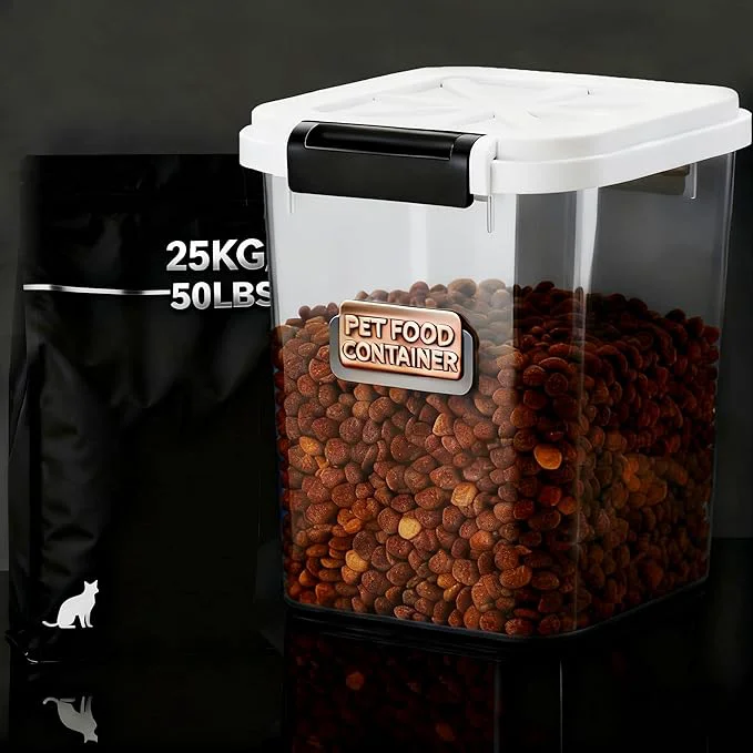 Unique LivLab Mker Airtight Rice Storage Container 50 lbs Attachable Wheels for Dog Cat Bird and other Pet Food Storage Bin Keep Fresh Easy Mobility BPA WhiteAbout ThisOverview Contemporary
