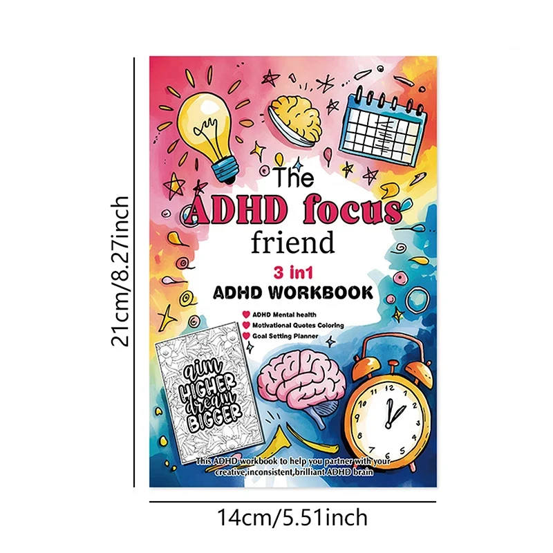 Carefully Designed The ADHD Focus Friend 3 In 1 ADHD Workbook Mental Health Goals Planner With Activities And Illustrations Coloring Book Proven