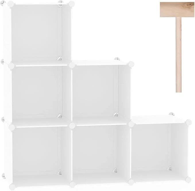 Recyclable C AHOME 6-Cube Storage Organizer Stackable Storage Cubes Shelves Portable Bookshelf Plastic Clothing Storage Closet Organizer DIY Modular Shelving Units for Wardrobe Home MilkyAbout ThisOverview Environmentally Friendly