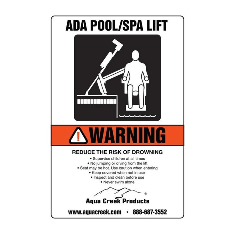 Pure Aqua Creek Ada Lift Available Sign F-899S Consistent