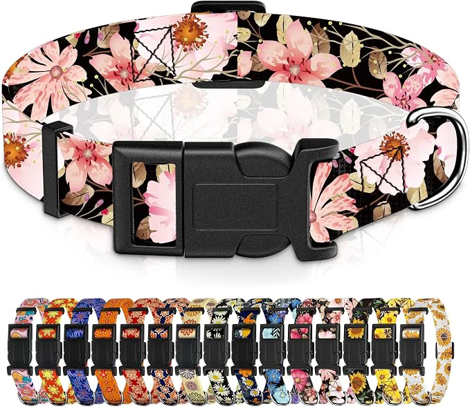 User-Friendly Dog Collar for Boys Girls Floral Puppy Collar for Small Medium Large Dogs Advanced