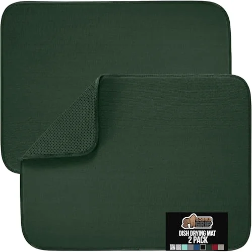 Relaxed Ultra Absorbent Microfiber Dish Drying Mat 2 Count Exclusive