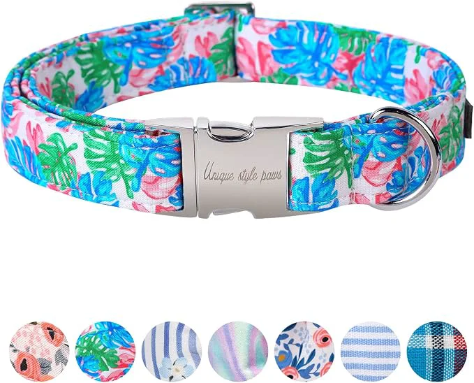 Reliable Unique Style Paws Metal Buckle Painting Banana Leaves Collar Gift Proven