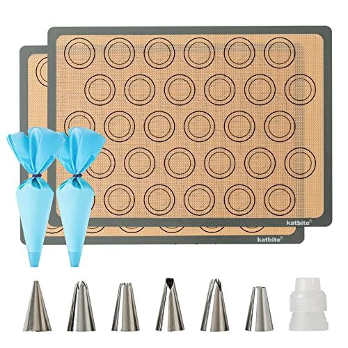 Premium Macaron Silicone Baking Mat Set of 2 Grey Versatile