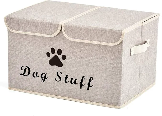 Original Design Dog toy box with lid dog storage organizer basket for dog toys living room playroom closet home organization and storage – BeigeAbout ThisOverview Classic