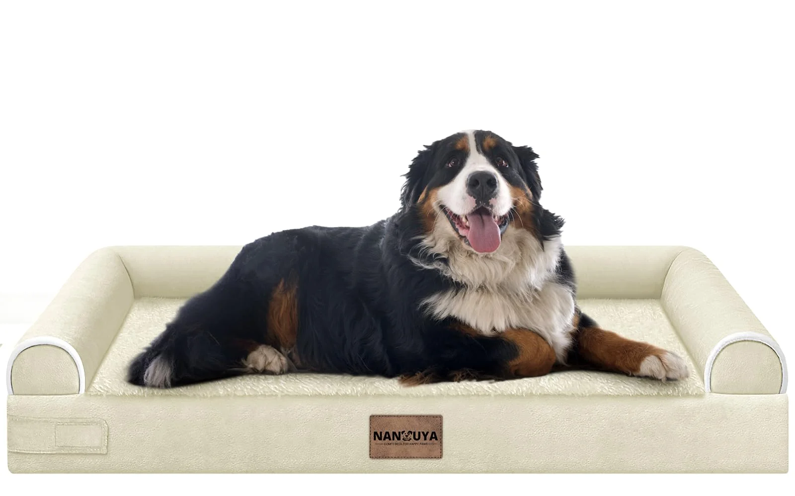 Exclusive NANUYA Large Dog Bed Orthopedic Washable – Jumbo 43x37in Egg Crate Foam Waterproof Cover Beige First-Class