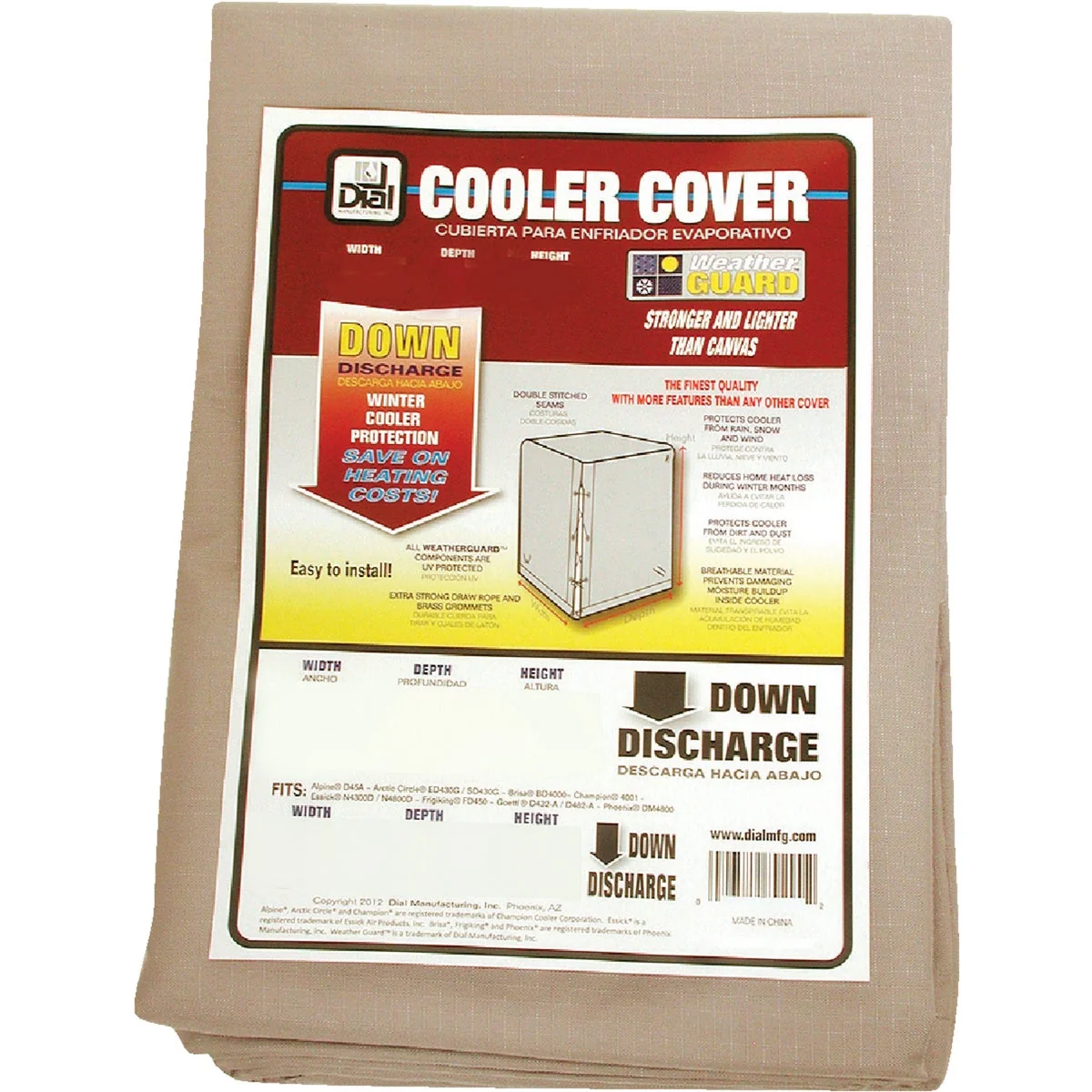 Environmentally Friendly Dial 37 In. W x 37 In. D x 45 In. H Polyester Evaporative Cooler Cover Down Discharge Fine Crafted