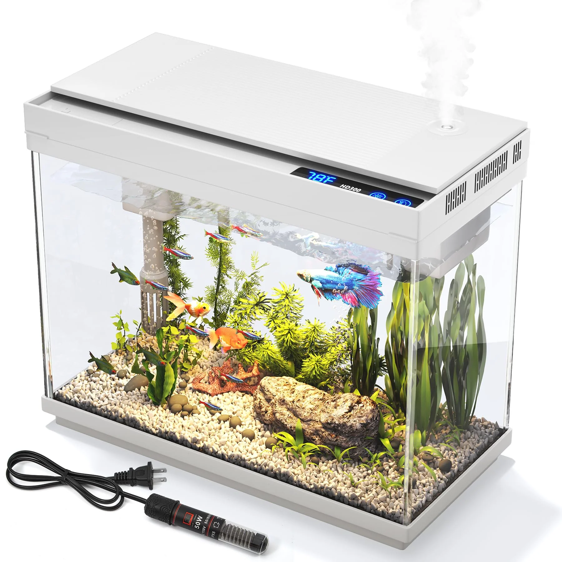 Natural Vehipa 2.4 Gallon Betta Tank with Heater Humidifier 3-in-1 Filtration Selected