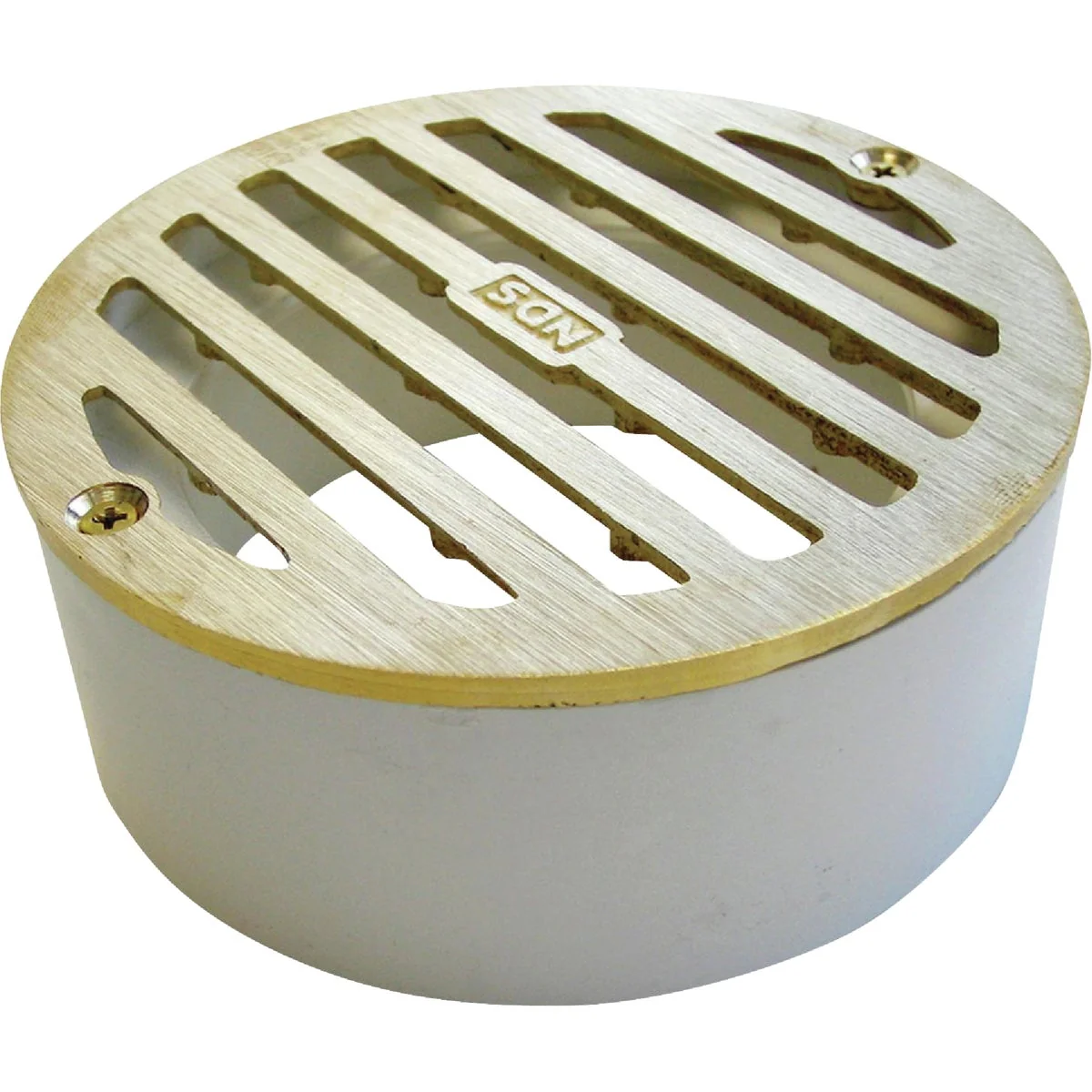 Smooth NDS 3 In. Satin Brass PVC Round Grate with Collar Top-Quality