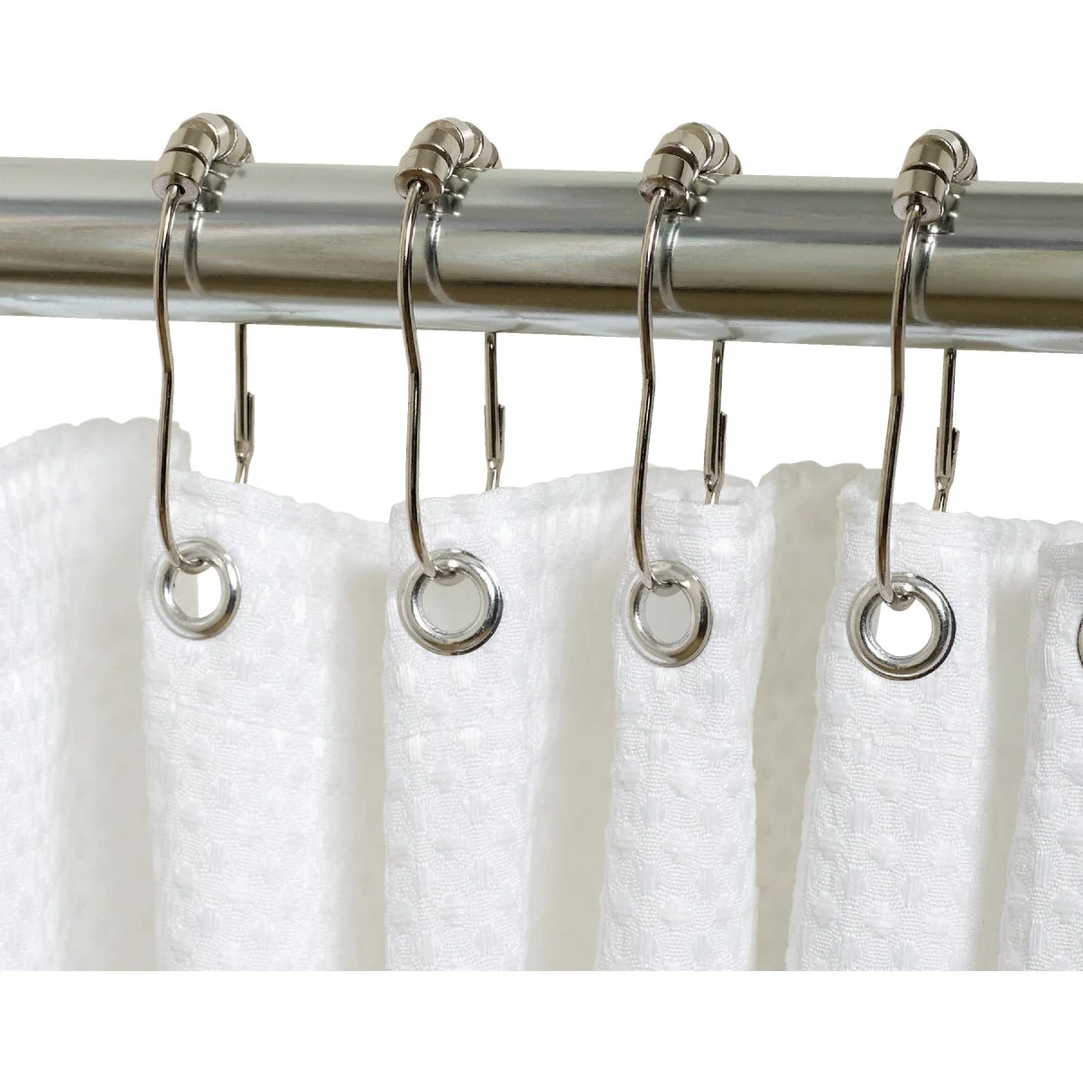 Secure Zenith Zenna Home Chrome Roller Shower Curtain Hook 12 Count Traditional