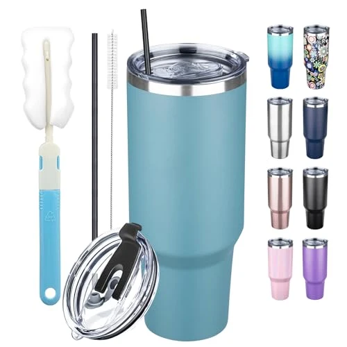 Convenient 40 oz Tumbler with Lids and Straws Breathable
