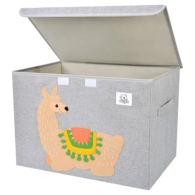 Smooth CLCROBD Foldable Large Kids Toy Chest with Flip-Top Lid Collapsible Fabric Animal Toy Storage Organizer Bin Box Basket Trunk for Toddler Children and Baby Nursery Llama Functional