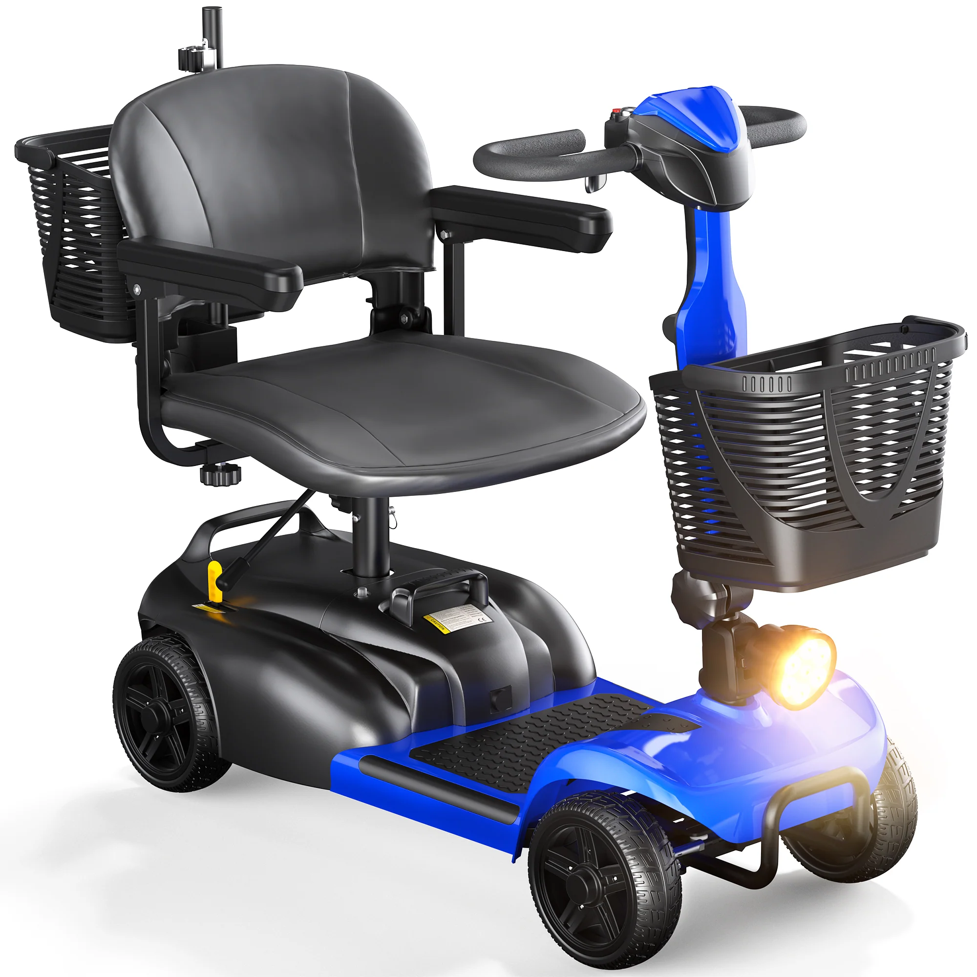 Enhanced SACVON 4 Wheels Mobility Scooter with Cane Holder for Seniors Electric Folding Wheelchair Device for Travel Smart