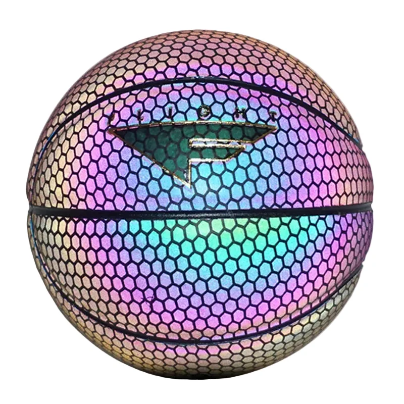 User-Friendly Reflective Basketball Size 7 Multicolor Synthetic Leather Outer With Rubber Core For Indoor And Outdoor Play Healthy