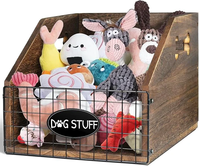 Excellent Dog Toy Bin – Large Wooden Toy Chest with Handle – Organizer for Puppy Leash Blanket Food Accessories GiftAbout ThisOverview Sophisticated